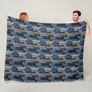 Couverture Polaire Illustration d'art en tissu de Dénim de Patchwork