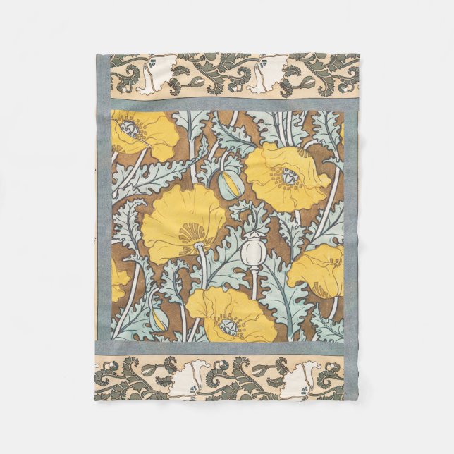Couverture Polaire illustration d'art pavot fleur jaune (Devant)
