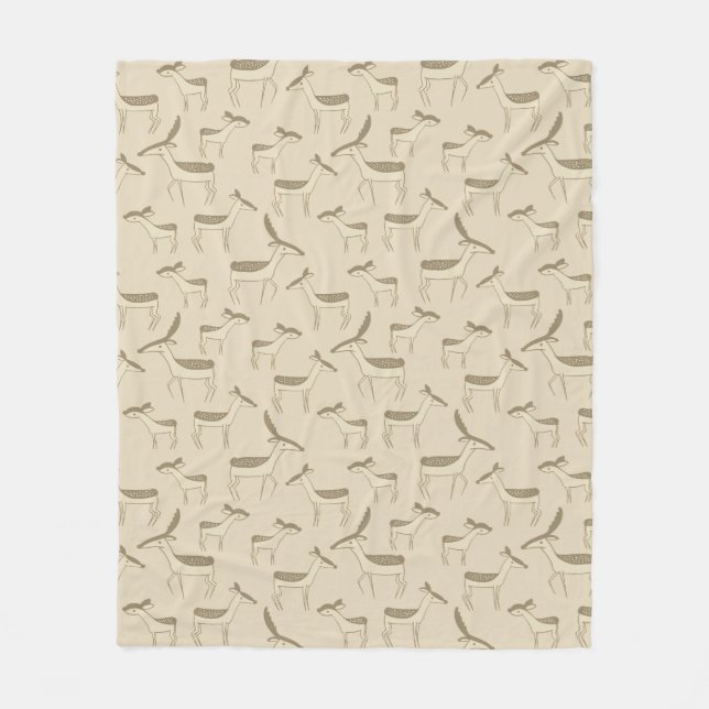 Couverture Polaire Illustration de cerf moderne motif beige (Devant)