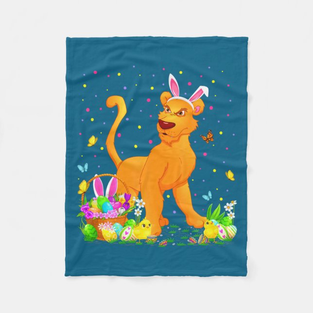 Couverture Polaire Illustration de chasse aux œufs de lapin cougar de (Devant)