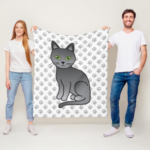 Couverture Polaire Illustration de chat de dessin animé mignon bleu r