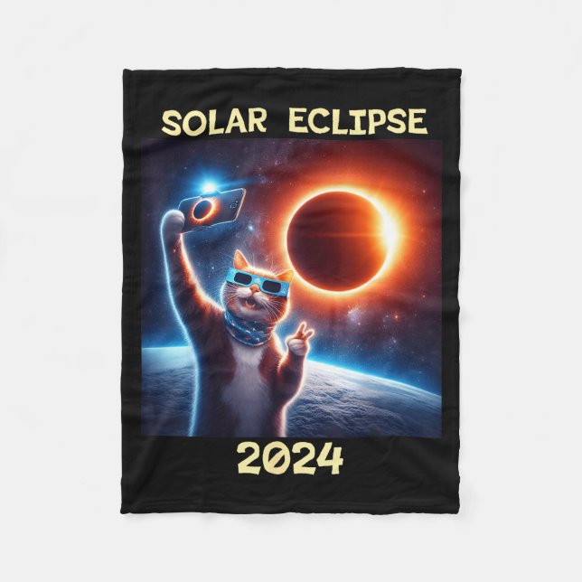 Couverture Polaire Illustration de chat d'éclipse solaire (Devant)