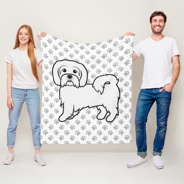 Couverture Polaire Illustration de chien de dessin animé mignon Coton (En situation)