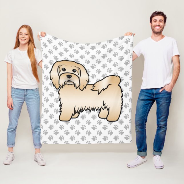 Couverture Polaire Illustration de chien de dessin animé mignon Havan (En situation)