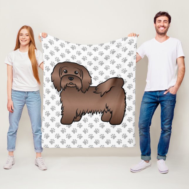 Couverture Polaire Illustration de chien de dessin animé mignon Havan (En situation)