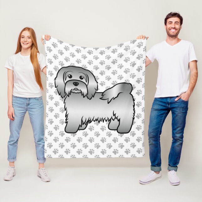 Couverture Polaire Illustration de chien de dessin animé mignon Havan (En situation)