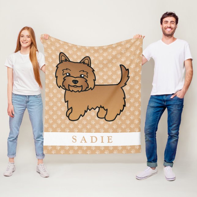 Couverture Polaire Illustration de chien Terrier Cairn rouge & nom pe (En situation)
