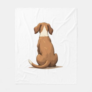 Couverture Polaire Illustration de chien vue arrière vintage marron e