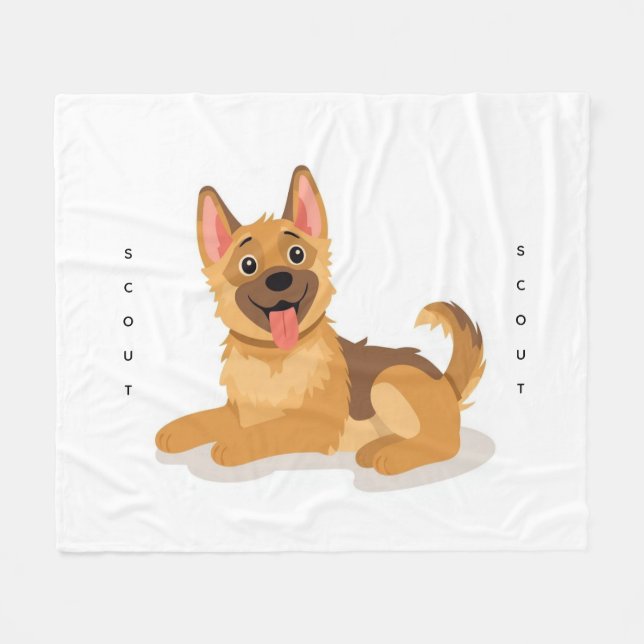 Couverture Polaire Illustration de chiot Berger allemand mignon (Devant (Horizontal))