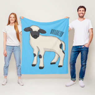 Couverture Polaire illustration de dessin animé de mouton Valais Blac