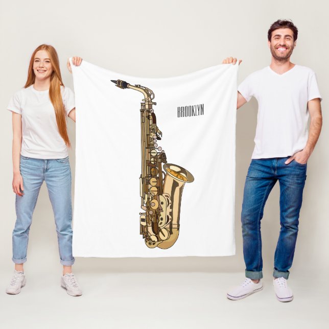 Couverture Polaire Illustration de dessin animé de saxophone (En situation)