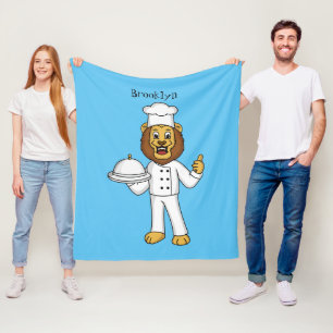 Couverture Polaire Illustration de dessin animé d'un lion mignon chef