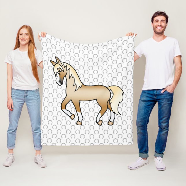 Couverture Polaire Illustration de dessin animé mignon de cheval trot (En situation)