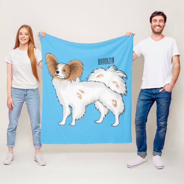 Couverture Polaire Illustration de dessin pour chien de Papillon (En situation)