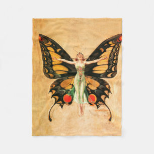 Couverture Polaire Illustration de femme volant papillon flapper