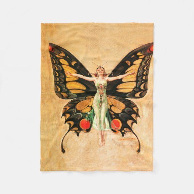 Couverture Polaire Illustration de femme volant papillon flapper (Devant)