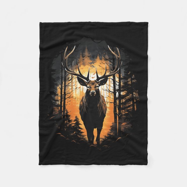 Couverture Polaire Illustration de l'animal sauvage du cerf forestier (Devant)