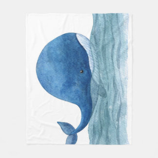 Couverture Polaire Illustration de l'aquarelle de la baleine bleue mi