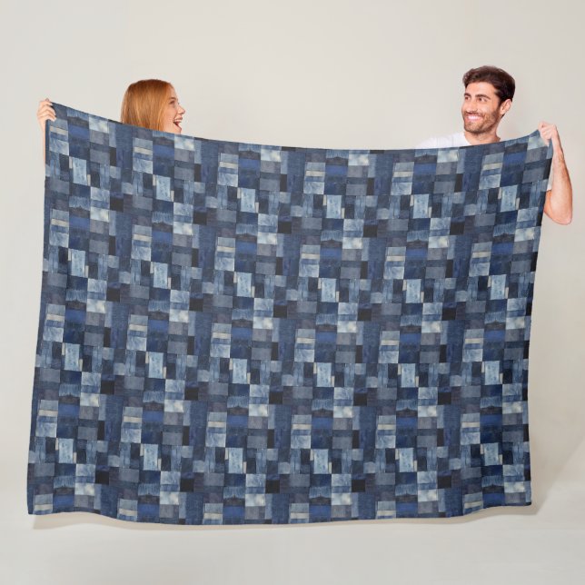Couverture Polaire Illustration de l'art en tissu de Dénim de Patchwo (En situation)