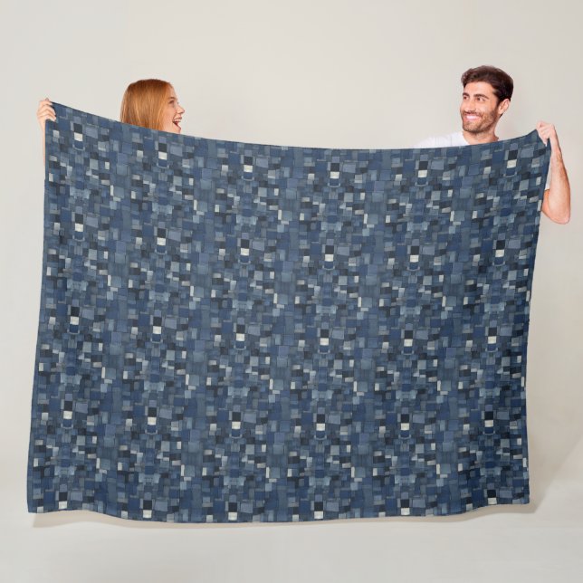 Couverture Polaire Illustration de l'art en tissu de Dénim de Patchwo (En situation)
