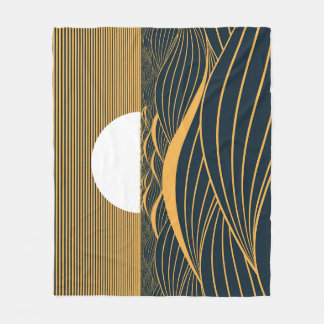 Couverture Polaire Illustration de lune de soleil stylisée, mer sombr