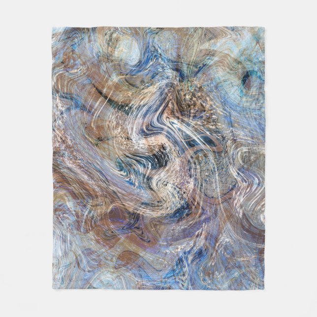 Couverture Polaire Illustration de marbrage gris bleu (Devant)