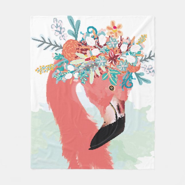 Couverture Polaire Illustration de mode avec flamants roses dessinés (Devant)