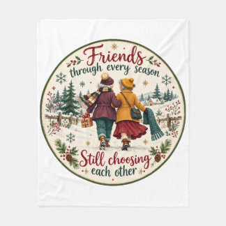 Couverture Polaire Illustration de Noël vintage sur l'amitié hivernal