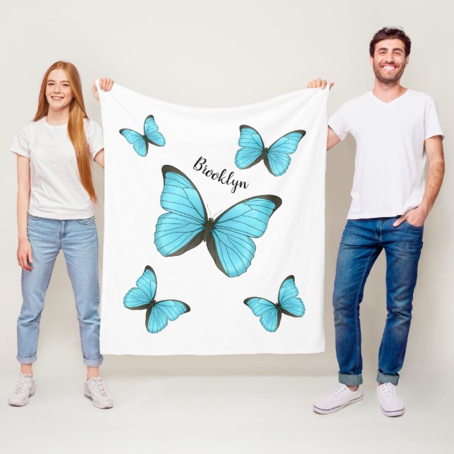 Couverture Polaire Illustration de papillons Morpho (En situation)