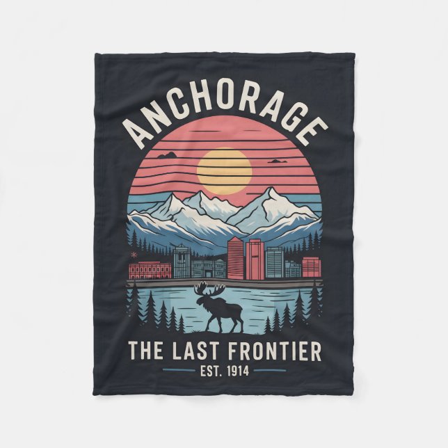 Couverture Polaire Illustration de poster de voyage rétro d'Anchorage (Devant)
