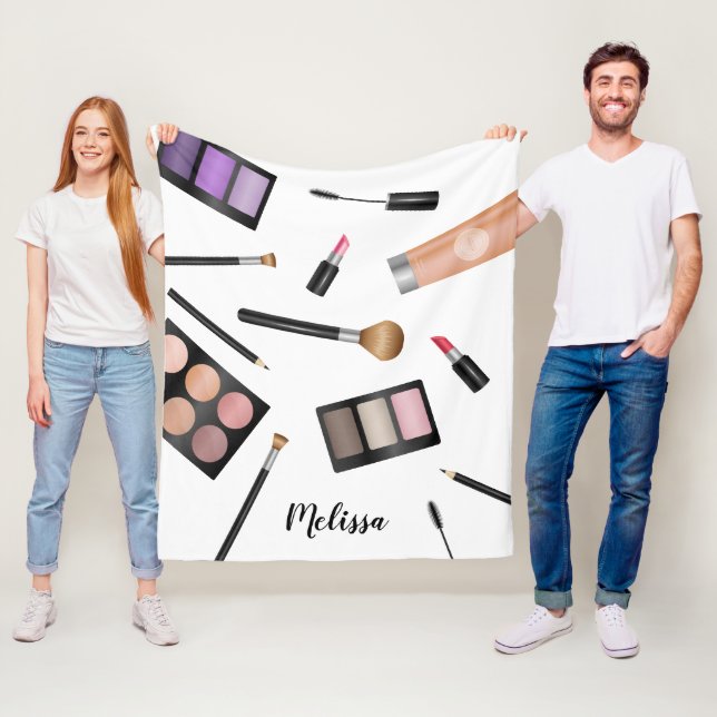 Couverture Polaire Illustration de produits de maquillage et nom pers (En situation)