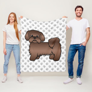 Couverture Polaire Illustration de Shih Tzu de couleur marron foie mi