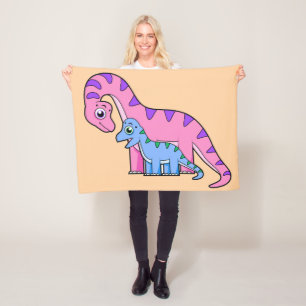 Couverture Polaire Illustration D'Un Brachiosaurus Mère Et Enfant.