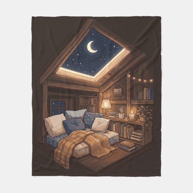 Couverture Polaire Illustration d'un coin de lecture confortable dans (Devant)