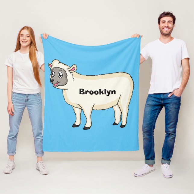 Couverture Polaire Illustration d'un mouton joyeux (En situation)
