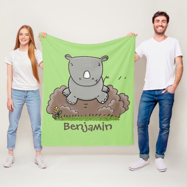 Couverture Polaire Illustration d'un petit rhinocéros (En situation)