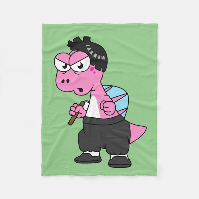 Couverture Polaire Illustration D'Un Spinosaurus Bruce Lee. (Devant)