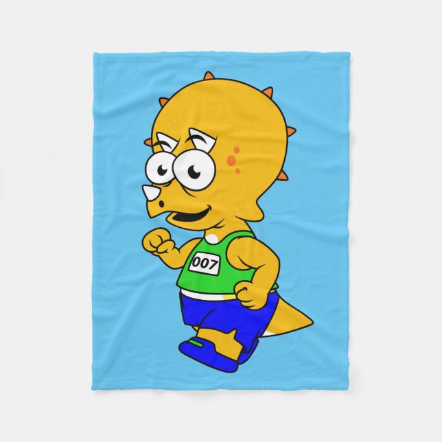 Couverture Polaire Illustration D'Un Tricératops Runner. (Devant)