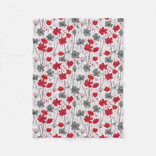 Couverture Polaire Illustration florale, fleurs sauvages abstraits, m (Devant)