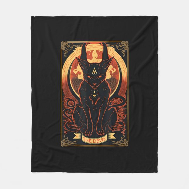 Couverture Polaire Illustration graphique de la carte Tarot Devil Cat (Devant)