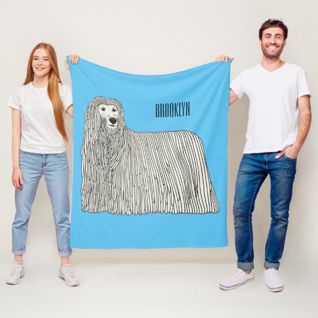 Couverture Polaire Illustration Komondor pour chien (En situation)