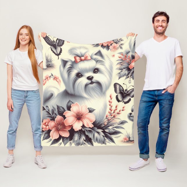 Couverture Polaire Illustration maltaise vintage (En situation)