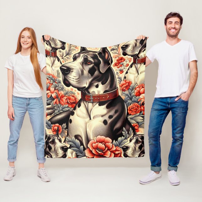 Couverture Polaire Illustration Retro Great Dane (En situation)