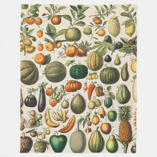 Couverture Polaire Illustration scientifique végétale des fruits (Devant)