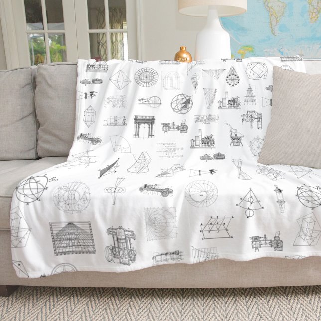 Couverture Polaire Illustrations scientifiques vintages Motif noir bl (Créateur téléchargé)