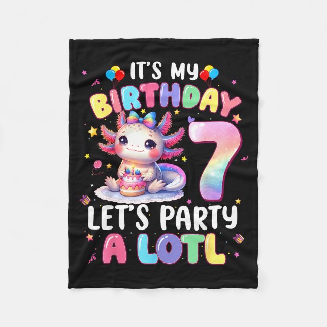 Couverture Polaire I'm 7th Birthday Girl Cute Axolotl 7 Year Old Bday (Devant)