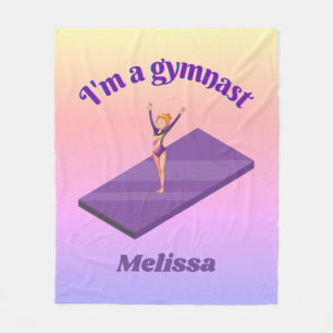 Couverture Polaire I'm A Gymnast - Girl with/ Leotard on Purple Gym M