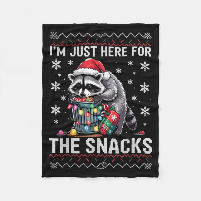 Couverture Polaire I'm Just Here For Snacks Raccoon Christmas Kids To (Devant)
