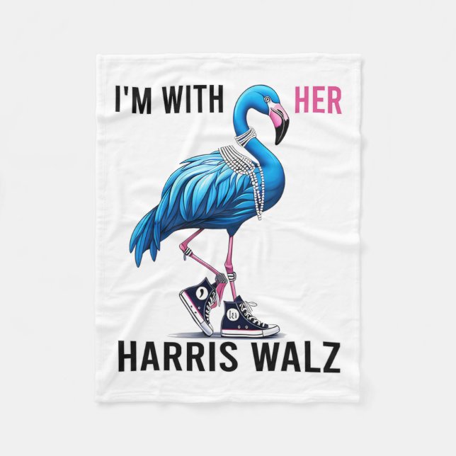 Couverture Polaire I'm With Her Harris W Flamant rose Vote Blue (Devant)
