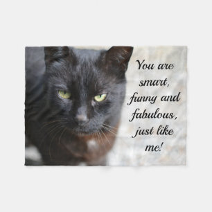 Couverture Polaire Image Amoureux des chats noire avec citation motiv